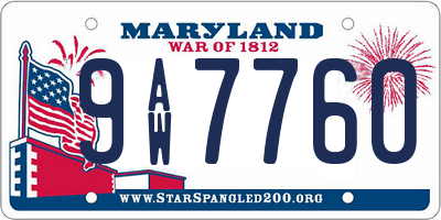 MD license plate 9AW7760