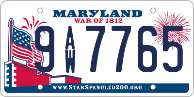 MD license plate 9AW7765