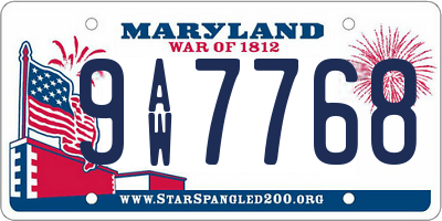 MD license plate 9AW7768