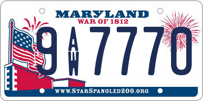 MD license plate 9AW7770
