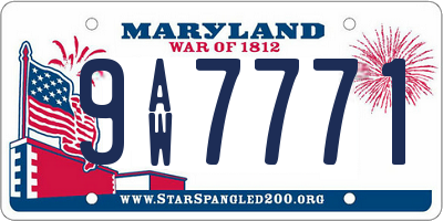 MD license plate 9AW7771