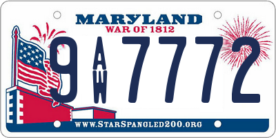 MD license plate 9AW7772
