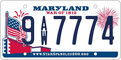 MD license plate 9AW7774