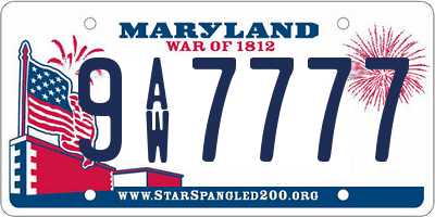 MD license plate 9AW7777