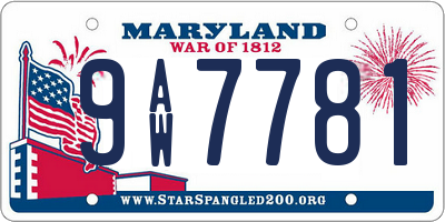 MD license plate 9AW7781