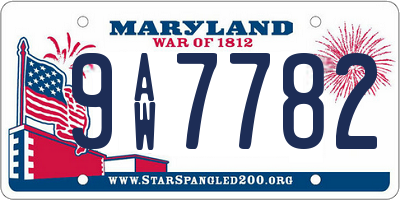 MD license plate 9AW7782