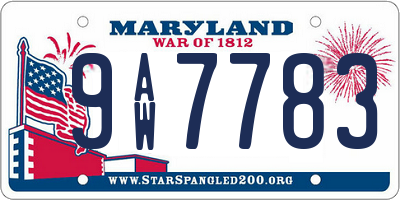 MD license plate 9AW7783