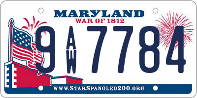 MD license plate 9AW7784