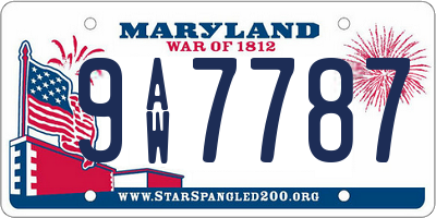 MD license plate 9AW7787