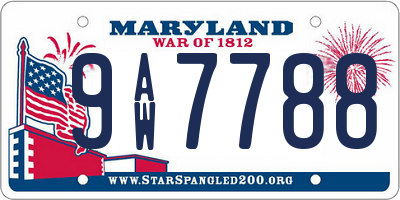 MD license plate 9AW7788