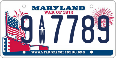 MD license plate 9AW7789