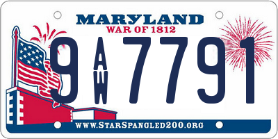 MD license plate 9AW7791