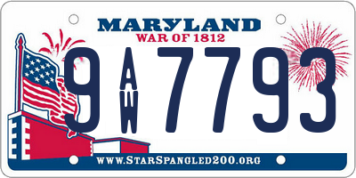 MD license plate 9AW7793