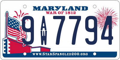 MD license plate 9AW7794
