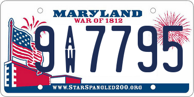 MD license plate 9AW7795