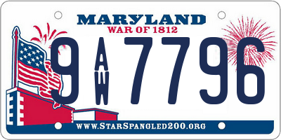 MD license plate 9AW7796