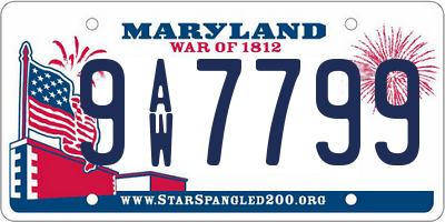 MD license plate 9AW7799