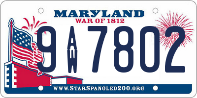 MD license plate 9AW7802