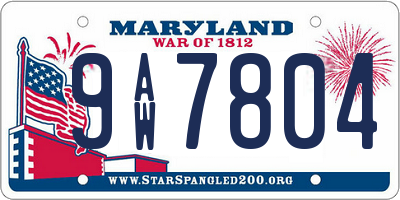 MD license plate 9AW7804