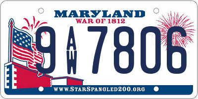 MD license plate 9AW7806