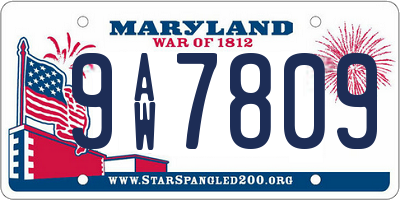 MD license plate 9AW7809