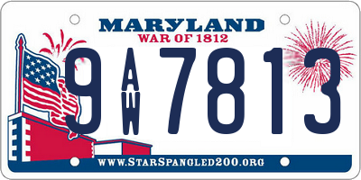 MD license plate 9AW7813