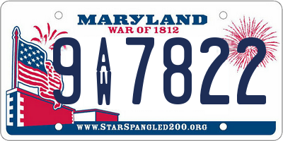 MD license plate 9AW7822