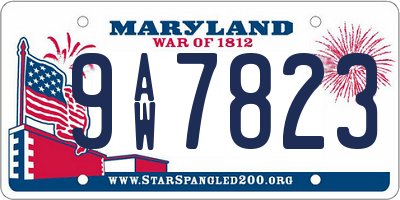 MD license plate 9AW7823