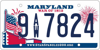 MD license plate 9AW7824