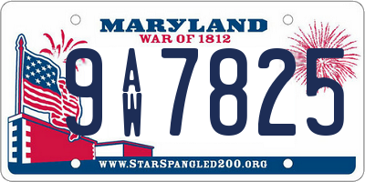 MD license plate 9AW7825