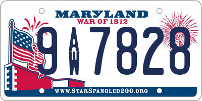 MD license plate 9AW7828