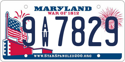 MD license plate 9AW7829