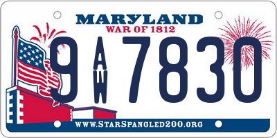 MD license plate 9AW7830