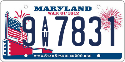 MD license plate 9AW7831