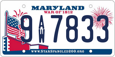 MD license plate 9AW7833