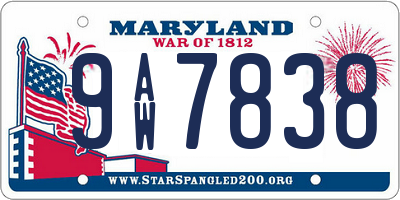 MD license plate 9AW7838