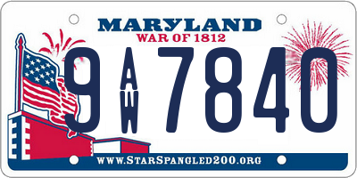 MD license plate 9AW7840