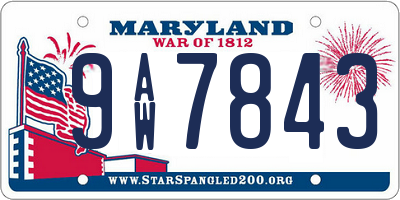MD license plate 9AW7843