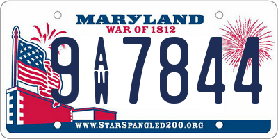 MD license plate 9AW7844
