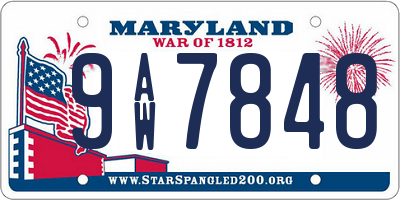 MD license plate 9AW7848