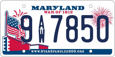 MD license plate 9AW7850