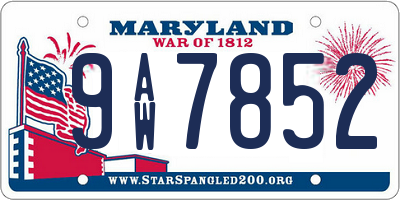 MD license plate 9AW7852