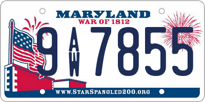 MD license plate 9AW7855