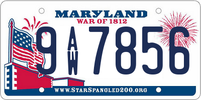 MD license plate 9AW7856