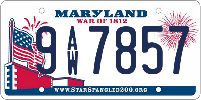 MD license plate 9AW7857