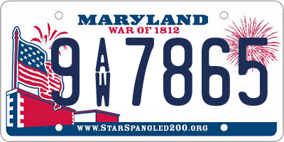 MD license plate 9AW7865
