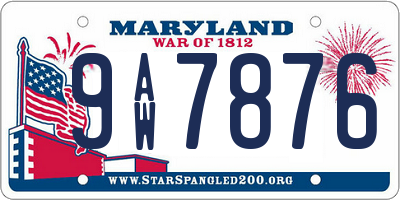 MD license plate 9AW7876