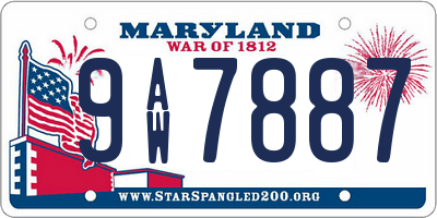 MD license plate 9AW7887