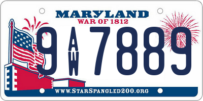 MD license plate 9AW7889