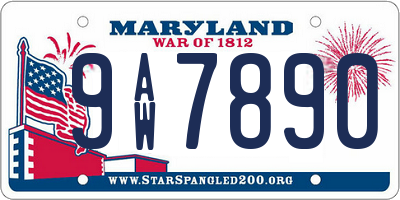 MD license plate 9AW7890